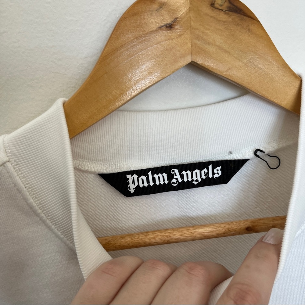 Palm Angels White & Black Crewneck Sweatshirt Size Small - Picture 5 of 8